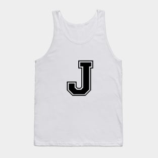 Initial Letter J - Varsity Style Design - Black text Tank Top